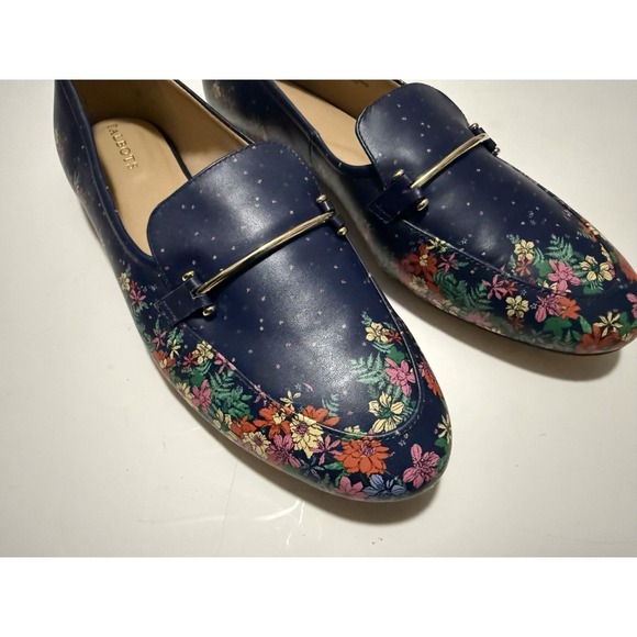 Talbots Ryan Blissful Floral Flats Loafers Shoes Womens Size 11 Blue Leather - Picture 2 of 7